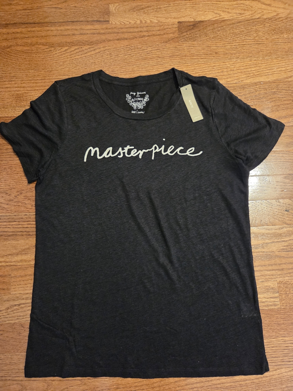 J. Crew Black, 100% Linen "Masterpiece" Graphic Tee